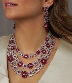 Ruby Necklace Designs, Diamond Necklace Wedding, Beautiful Jewelry Diamonds, Bridal Jewelry Sets Brides, Indian Wedding Jewelry Sets