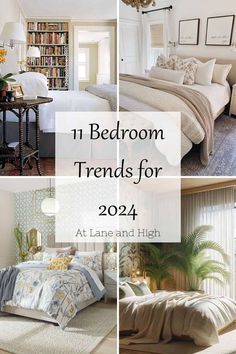 four different pictures with the words 11 bedroom trends for 2012