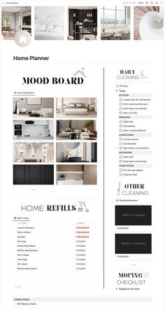 the home planner page is shown in black and white