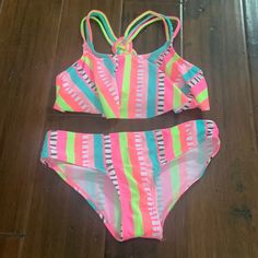 Size 9/10 Very Cute Never Worn Cheap Multicolor Character Print Swimwear, Cute Multicolor Swimwear For Play, Primark Bikinis, Fun Multicolor Cartoon Print Swimwear, Checkered Swimsuit, Kids Swimsuits Bikinis Size 7/8, Cute Bikinis, Pink Camo, Kids Swimming