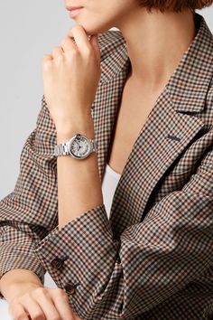 Silver Ballon Bleu de Cartier 33mm stainless steel and diamond watch | Cartier | NET-A-PORTER Cartier Watches Women, Floating Balloons, Jewelry Photography Styling, Cartier Ballon Bleu, Vintage Watches Women, Paris Chic, Cartier Watch, Indian Wedding Jewelry, Polished Stainless Steel