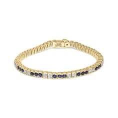 7347 Gold Tennis Bracelet, Bracelets Gold Diamond, Diamond Bracelets, Brilliant Diamond, Tennis Bracelet, Brilliant Cut Diamond, Bezel Setting, Blue Sapphire, Tennis