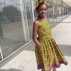 African Ankara Kente Print Girls/Kid Hand Made Sleeveless Dress With Headband Made With Polycotton Fabrics Modern Is Wearing Age 10size Kids African Outfits Girls Ankara, Long Ankara Dress Styles, Simple Ankara Gown Styles, Chitenge Dresses, Girl Silk Dress, Long Ankara Dresses, Chitenge Outfits, Nigerian Dress Styles, Cotton Party Dress