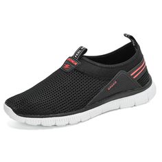 • Upper Material: Mesh (Air mesh)• Outsole Material: Rubber• Closure Type: Lace-Up• Fit: Fits true to size, take your normal size• Season: Summer• Fashion Element: Sewing• Pattern Type: Striped• Feature: Breathable• Insole Material: Polyurethane• Lining Material: Stretch & Spandex• Width Options: D - Medium• Shippi Mens Slip On Sneakers, Brand Name Shoes, Brand Collaboration, Sneakers Grey, Sneakers Black, Black And Navy, Me Too Shoes, Sewing Pattern, Black Men