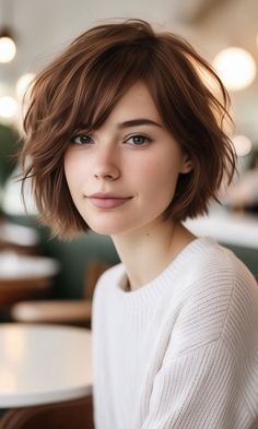 Short French Bob With Curtain Bangs, Modern French Bob With Bangs, French Bob Balayage Brunette, Layer Bob With Bangs, Shaggy Bob Fine Hair, Short Layered Bob With Side Bangs, Tousled Bob With Bangs, Texturized Bob With Bangs, French Bob Side Bangs