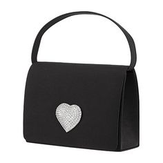 This flap bag with heart ornament holds all of your essentials for a special night out! Features: Pocket, EmbellishedClosure Type: Magnetic SnapPockets: 1 Inside Slip PocketMetal Color: Silver ToneMeasurements: 2.5 Depth/Inches, 7 Width/Inches, 5.5 Height/InchesHandle Drop Length: 4 InchesMax Strap Drop Length: 18 InchesBase Material: 100% PolyesterFabric Description: SatinLining Material: SyntheticCare: Spot CleanCountry of Origin: Imported Luxury Shoulder Bag For Valentine's Day Evening, Luxury Evening Shoulder Bag For Valentine's Day, Luxury Valentine's Day Evening Shoulder Bag, Heart-shaped Formal Bag For Valentine's Day, Heart-shaped Evening Shoulder Bag For Valentine's Day, Elegant Heart-shaped Bag For Everyday Use, Luxury Heart-shaped Party Shoulder Bag, Heart-shaped Black Shoulder Bag For Party, Black Bag For Valentine's Day Party