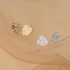 Sterling Silver Monstera Leaf Stud Earrings,Delicate Pave Leaf Earrings,Delicate Gold Leaf Earrings,Diamond Jewelry,Gift for Her (E0047) ▶Product Info. - Material: 925 Sterling Silver / Cubic Zirconia  - Metal Finish: 14K Gold / Silver + Anti-Tarnish E-Coat  - Safety: Nickel & Lead free and Hypoallergenic - Dimensions: 6.8mm x 9mm - Weight: 0.66g (Weight of Sterling Silver Butterfly Backs was excluded) - Made In South Korea ♡ Sold as a pair  (1 Pair of TATIANA & 925 engraved butterfly backs were Minimalist Nickel-free Leaf-shaped Earrings, Minimalist Leaf-shaped Sterling Silver Earrings, Minimalist Sterling Silver Leaf-shaped Earrings, Gold Plated Leaf-shaped Earrings, Gold-plated Sterling Silver Butterfly Earrings, Gold Leaf Earrings, Monstera Leaf, Delicate Earrings, Jewelry Cleaner