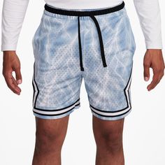 Don’t miss a beat while you move seamlessly from the court to the streets in the Jordan Dri-Fit Sport AOP Diamond Short. Made from a breathable lightweight mesh, these shorts are covered in heritage-inspired details that rep the brand in style. A label and a drawcord tip design inspired by MJ’s “breakfast club” workouts complete the Jordan Dri-Fit Sport AOP Diamond Short. Jordan Dri-Fit Sport AOP Diamond Short features: Jordan Standard fit gives a loose and easy feel. Dri-FIT technology wicks sw Casual Mesh Bottoms With Breathable Design, Casual Bottoms With Breathable Mesh, Casual Athletic Shorts With Breathable Mesh For Training, Summer Mesh Activewear For Streetwear, Casual Breathable Mesh Shorts, Blue Mesh Casual Activewear, Summer Mesh Activewear For Street Style, Casual Blue Mesh Activewear, Mesh Bottoms For Summer Sports Events