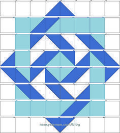 a blue and white pattern with squares on it