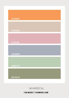 the earth tone palette is shown in shades of pink, yellow and green