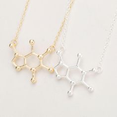 Molecule Structure, Caffeine Molecule, Charm Accessories, Molecule Necklace, Diamond Initial Necklace, Molecular Structure, Bar Pendant Necklace, Matching Jewelry, Soda Pop