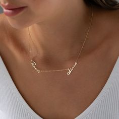 Nowadays, the personalized name necklace is one of the most popular items in the fashion world. It is a unique and special piece of jewelry that can be used to represent your name, initials, or any other word or phrase that is important to you.  The name necklace is a beautiful and thoughtful gift for any occasion, and it is especially popular as a Mother's Day or Christmas present.  This particular name necklace is made of 925k sterling silver, and it is available in yellow gold, rose gold, or Customized Name Necklace For Personalized Gift, Custom Name Pendant Necklace As Birthday Gift, Custom Name Pendant Necklace For Birthday, Custom Name Pendant Necklace For Birthday Gift, Customized Letter Name Necklace Gift, Adjustable Name Necklace As Gift, Custom Name Pendant Necklace With Adjustable Fit, Pendant Name Necklace As A Gift, Customized Pendant Name Necklace For Birthday