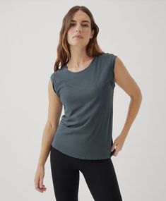 A feminine take on the muscle tee, this upgraded basic is quickly becoming our new go-to. Don't you look (and feel) cool Lightweight, airy, organic cotton tissue slub High curved neck, straight bottom hem shoulder-width cap sleeves with twist detailing Versatile Crew Neck Muscle Tee For Everyday, Relaxed Fit Muscle Tee For Layering, Versatile Everyday Muscle Tee, Spring Relaxed Fit Versatile Muscle Tee, Spring Versatile Relaxed Fit Muscle Tee, Versatile Relaxed Fit Muscle Tee For Spring, Relaxed Fit Muscle Tee For Everyday Athleisure, Muscle Tee, Muscle Tees