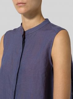 Linen A-line Sleeveless Top with Mandarin Collar Stylish Top, Mandarin Collar, Sleeveless Top, A Line, Collar, Women's Top, How To Wear