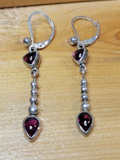 Signed Mary Watson Sterling Silver Earrings with Garnet Drops Handmade Artisan | eBay Mary Watson, Boho Lifestyle, Contemporary Costumes, One Earring, Fine Jewelry Collection, Fine Jewellery Earrings, Handmade Artisan, Random Things, Costume Jewelry