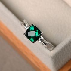 Emerald rings sterling silver engagement ring May | Etsy Cushion Cut Halo, May Birthstone Rings, Emerald Rings, Oval Cut Ring, Birthstone Rings, Rings Sterling Silver, Silver Engagement Ring, Cushion Cut Ring, Emerald Cut Rings