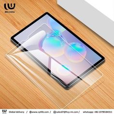 a tablet with a glass screen on top of it