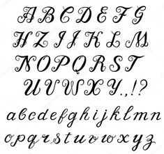 the upper and lowercase letters are handwritten in cursive font, which has been