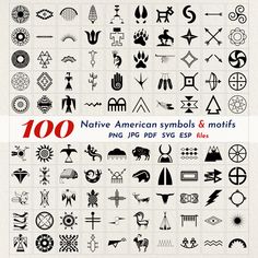 native american symbols and motifs are shown in this graphic art workbook, which is available for