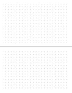 two sheets of paper with dots on the top and bottom, one in black and white