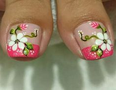 Piesesitos! Nails Spring Flowers, Nail Designs Pictures, Elegant Nail Designs, Flower Nail, Nails Spring