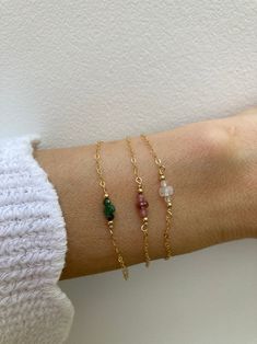 Dainty Gemstone Bracelet. Gold Filled/sterling. Ruby Emerald - Etsy Cyprus Handmade 14k Gold-filled Beaded Bracelets As Gift, Spiritual 14k Gold Filled Birthstone Jewelry, May Birthstone Crystal Bracelet Gift, Spiritual Stackable Jewelry For Gift, Spiritual Stackable Jewelry As A Gift, Dainty Round Birthstone Gemstones, Hypoallergenic Jewelry For May Birthstone Gift, Round Bead Birthstone Bracelets For Gifts, Round Gemstone Crystal Bracelet Gift