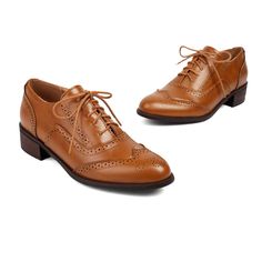 Shop Ginger Round Toe Wingtip Lace up Dress Office Shoes Women's Oxford Shoes color Yellow for Anniversary, Going out, Hanging out with worldwide Free shipping & Free return. Fall Office Oxfords With Closed Toe, Closed Toe Dress Shoes For Fall, Fall Fitted Lace-up Leather Shoes, Fall Oxford Dress Shoes With Round Toe, Fall Dress Shoes With Oxford Material And Round Toe, Fall Oxfords With Brogue Detailing And Closed Toe, Fall Brogue Detailing Oxfords With Closed Toe, Fall Oxfords With Brogue Detailing, Fall Leather Oxford Shoes With Pointed Toe