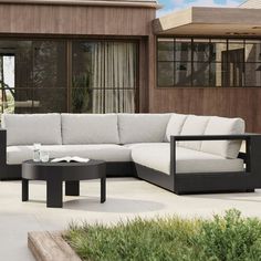 Telluride Aluminum Outdoor 3-Piece L-Shaped Sectional (113") Modern Deck Furniture, Lake Patio, Modern Outdoor Sofa, Modern Outdoor Sofas, Modern Deck, Outdoor Couch, Patio Sectional, Modern Outdoor Furniture, Deck Furniture