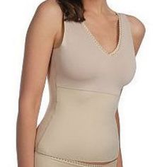 Spanx "Hide & Sleek" Smoothing V-Neck Lace Trim Camisole New Without Tags Size Medium Color Nude V-Neck With Lace Trim, Double-Layer V-Neck Camisole: Chest 90% Polyester/10% Spandex; Body 79% Polyester/21% Spandex, Exclusive Of Trim Machine Wash, Line Dry Made In Costa Rica Fitted V-neck Top With Medium Bust Support, Fitted V-neck Lined Body Shapewear, Elegant V-neck Stretch Shapewear, Stretch V-neck Bra Friendly Camisole, Stretch Seamless V-neck Vest, V-neck Shapewear With Built-in Bra, Summer V-neck Shapewear With Built-in Bra, Elegant V-neck Bra Friendly Tank Top, Fitted V-neck Shapewear For Summer