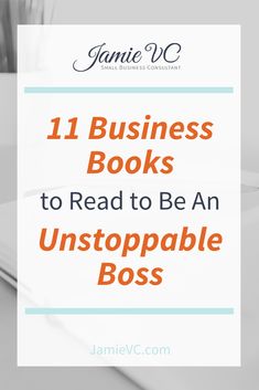 a laptop with the title 11 business books to read to be an unstopable boss