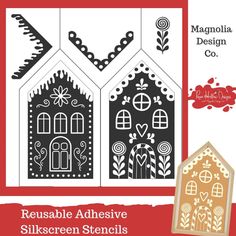 the front and back of a house cutout with text that reads reusable adhesive