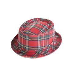 Model: HAT-470_RED TARTAN Casual Fitted Top Hat With Curved Brim, Casual Winter Fedora Mini Hat, Adjustable Plaid Hat With Curved Brim, Plaid Adjustable Curved Brim Hat, Casual Adjustable Top Hat With Short Brim, Adjustable Plaid Flat Cap, Casual Plaid Flat Cap, Winter Plaid Hat With Short Brim, Plaid Short Brim Hat For Winter