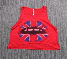 True Rock Womens Red Cropped Tank Top Large London Grunge Rock Union Jack Union Jack Fashion, Red Grunge Tops For Fall, Alternative Red Summer Tops, Alternative Style Red Summer Tops, Alternative Style Red Tops For Summer, Trendy Red Top With Flag Print, Alternative Fitted Red Tops, Red Stretch Tops For Festivals, Red Fitted Alternative Style Tops