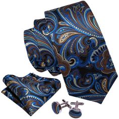 New Product 80% Silk+20% Ployester Imported Tie Closure Hand Wash Only Perfect Collocation-Necktie+Handkerchief+A Pair Of Cufflinks, Easy-Matching For All Shirts And Suits! Unique Design-Paisley Is The Perfect Blending Of Retro And Vogue Styles Which Makes Men More Attractive And Elegant In All Formal And Informal Occasions Like Wedding,Party,Business,Meeting... Excellent Material-Stainless Steel For Cufflinks& Silk For Tie And Hanky,1200 Stitches Woven Craft Guarantees Durability And Wearabilit Blue Paisley Print Ties For Business, Blue Paisley Print Business Ties, Business Suit And Tie Accessories With Paisley Print, Multicolor Paisley Print Suit And Tie Accessories For Business, Elegant Multicolor Paisley Print Suit And Tie Accessories, Elegant Multicolor Paisley Print Ties, Black Suit And Tie Accessories For Business Casual, Suits Unique, Men Ties