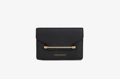 Luxury Compact Wallet, Luxury Compact Wallet With Card Slots, Strathberry Multrees Chain Wallet, Chic Black Compact Wallet, Compact Black Leather Wallet, Compact Wallet, Handbag Heaven, Magnetic Closure, Embossed Leather