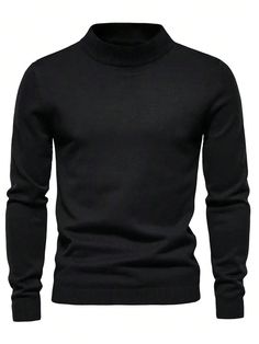 Negro Casual Collar manga larga Lana Peinada Liso Pullovers Embellished Elástico Ligero 1908 Fashion, Mental Coach, Fitted Romper, Solid Sweaters, Light Weight Shoes, Knitwear Men, Men's Knit, Mock Neck Sweater, Knit Shirt