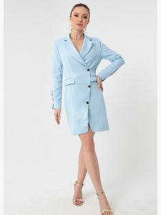 Women's baby blue and white gold buttoned Jacket Dress - Etsy Polska Semi-formal Winter Blazer Dress With Button Closure, Winter Semi-formal Blazer Dress With Button Closure, Chic Blazer Dress With Gold Buttons, Elegant Formal Blazer Dress With Gold Buttons, Elegant Blazer Dress With Gold Buttons For Work, Chic Party Blazer With Gold Buttons, Dressy Long Sleeve Blazer Dress For Semi-formal Occasions, Elegant Double-breasted Blazer Dress With Gold Buttons, Fall Blazer Dress With Button Cuffs And Lapel Collar