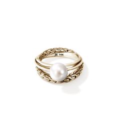 JH Essential Pearl Ring, Gold, Pearl|RGG987771 John Hardy Rings, Pearl Ring Gold, Pearl Wedding Ring, Pearl Engagement Ring, Gold Pearl Ring, Future Engagement Rings, John Hardy, Fresh Water Pearl, Diamonds And Gold