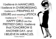 an image of a woman in black and white holding a cane with the quote, i believe in manicures