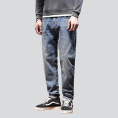 Introducing the 2023 Spring-Summer Street Baggy Jeans for Men a perfect blend of established aged style and modern street fashion!Why You'll Fall In LoveThis pair of jeans is textured to upgrade your wardrobe with its proven yet contemporary look. Boasting a mid-waist cut. loose fit. and stretchy fabric for superior comfort. you can be sure to make a statement wherever you go.Unmissable Highlights: Vintage Inspired: Take a step back in time with this vintage-inspired look that exudes classic ele Tapered Leg Washed Jeans For Streetwear, Washed Tapered Leg Jeans For Streetwear, Casual Tapered Cropped Jeans, Casual Tapered Bottoms For Streetwear, Baggy Tapered Leg Jeans For Streetwear, Urban Washed Tapered Leg Jeans, Urban Washed Blue Tapered Leg Jeans, Casual Tapered Cotton Jeans, Casual Tapered Medium Wash Pants