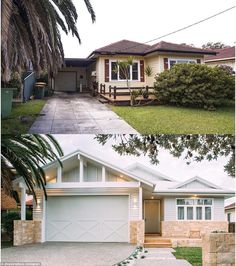 before and after photos of a house in the suburbs