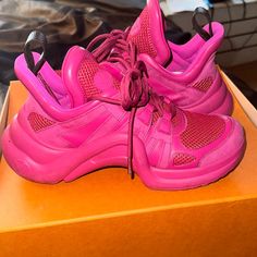 Hot Pink Sneakers Hot Pink Sneakers, Gorgeous Lingerie, Louis Vuitton Pink, Heels Sneakers, Pink Sneakers, Louis Vuitton Shoes, Sneaker Heels, Womens Shoes Sneakers, Hot Pink