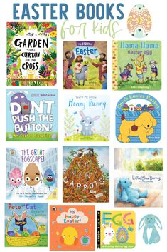 easter books for kids to read in the spring and summer months, with pictures of children's books on them