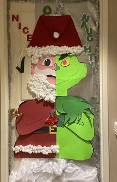 the grinch door is decorated with paper