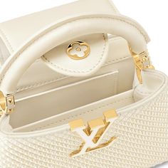 LOUIS VUITTON® - Capucines Mini - Cream Lv Capucines Mini, White Louis Vuitton Bag, Dream Purse, Lv Capucines, Louis Vuitton Capucine, Capucines Mini, Sac Louis Vuitton, Louis Vuitton Capucines, Beige Handbags