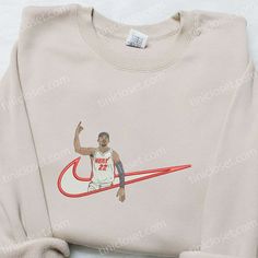 Jimmy Butler x Swoosh NBA Sport Embroidered Sweatshirt, Nike Inspired Embroidered Shirt, Celebrity Embroidered Shirt Long Sleeve Tops With Machine Embroidery For Streetwear, Casual Streetwear Tops With Machine Embroidery, Casual Tops With Machine Embroidery For Streetwear, Casual Machine Embroidered Tops For Streetwear, Sporty Cotton Tops With Machine Embroidery, Sporty Embroidered Tops With Relaxed Fit, Sporty Embroidered Long Sleeve T-shirt, Sporty Long Sleeve Embroidered T-shirt, Sports Crew Neck Top With Custom Embroidery