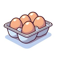 an illustration of eggs in a plastic container on a white background with a shadow over the top