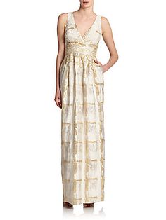 Sachin Metallic Gown, Sisters Dress, Column Gown, Wedding 2015, Empire Dress, Saks Fifth, Saks Fifth Avenue, The Modern