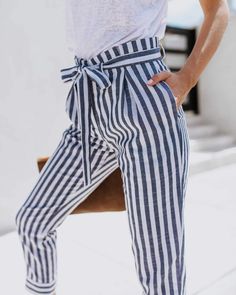 Tie Waist Belted Cigarette Trousers Striped Pants – sunifty Trendy High-waisted Pants With Tie Waist, Trendy Striped Bottoms For Day Out, Trendy Striped Pants For Day Out, Striped High-waisted Pants With Belt Loops, Chic High Waist Bottoms With Vertical Stripes, Trendy High-waisted Bottoms With Tie Waist, Trendy Bottoms With Vertical Stripes For Day Out, High Waist Striped Pants With Belt Loops, Striped Trousers For Summer