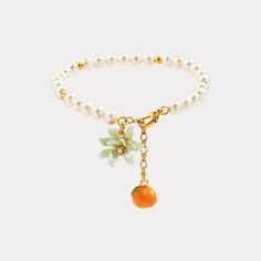 Orange Fruit Jewelry, Orange Crystal Bracelet, Citrus Jewelry, Fruit Jewellery, Wedding Guest Jewelry, Orange Gifts, Fun Products, Orange Jewelry, Orange Bracelet